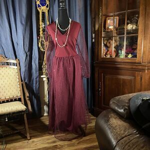 Plus Size Red Tulle Glitter Sleeve Dress NWT BloomChic US 18/20 Pockets